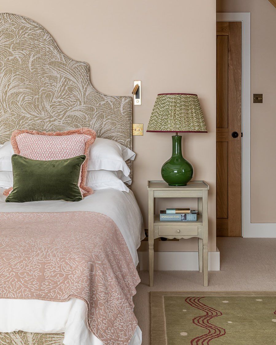 Olive Green Accents Broke Up the Pink Palette
