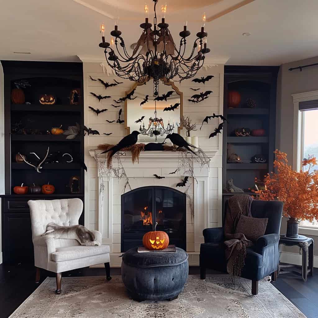 Spooky and Sophisticated Halloween Living Room Decor